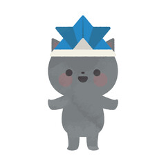 ねこのこどもの日の水彩イラスト