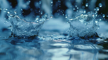 Closeup of rain droplets sliding and colliding on a sleek mirrored surface like dancers in a choreographed routine.