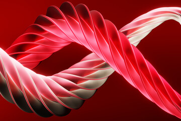 Abstract dynamic shape with smooth edges, sides. 3D illustration and rendering. Elegant line background.