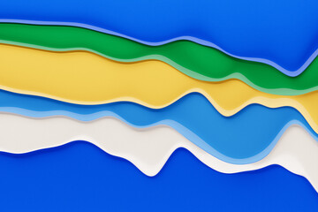 3d rendering, abstract colorful  wave lines  on  blue  background. Creative wallpaper