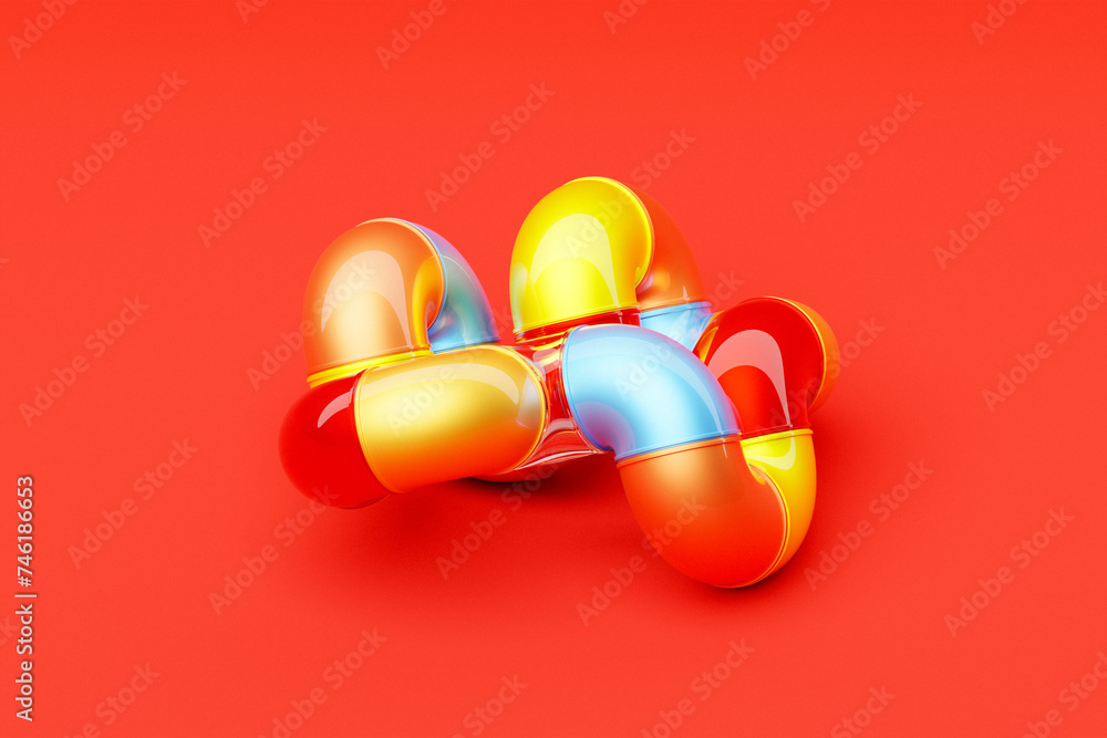 Poster 3d multicolor geometric shapes . abstract design elements. dynamic abctract pattern, 3d illustration