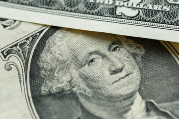 George Washington portrait on the us one dollar bill macro