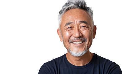 Obraz premium a 60 year old Chinese man that is smiling but Young, stylish, rich. in a T-shirt