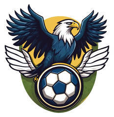 image descriptionAI generated illustration of football team emblem. Art with an eagle holding a soccer ball.