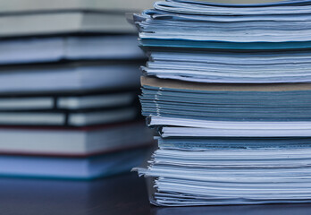 Large pile of magazine and books closeup