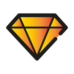 Diamond gemstone line art vector icon for jewelry apps and websites