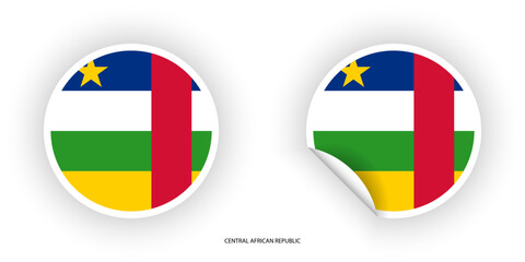 Central African Republic circle sticker flag icon set with peel off isolated on white background.