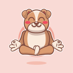 Naklejka premium calm bulldog animal character mascot with yoga meditation pose isolated cartoon