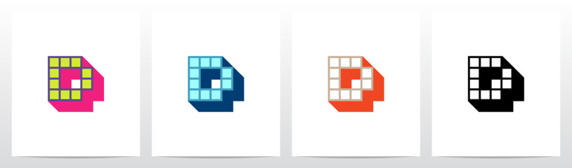 Box Square Outline Drop Shadow 3D Initial Letter Logo Design D
