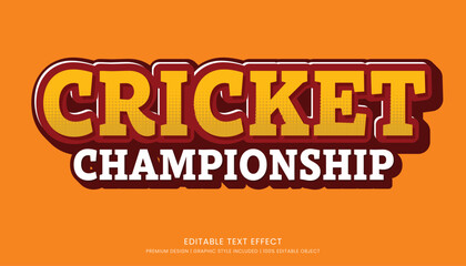 cricket championship editable text effect vector design for champion ship and community club logo