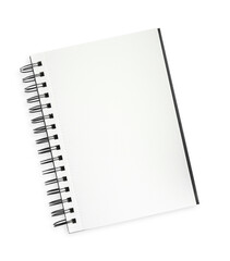 One notebook isolated on white, top view