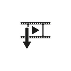 Film download icon. Cinema digital transfer. Play, stream. Vector illustration. EPS 10.