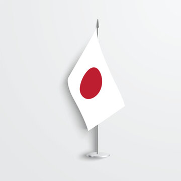 Japan table flag icon isolated on light grey background. Japanese desk flag icon on white background.