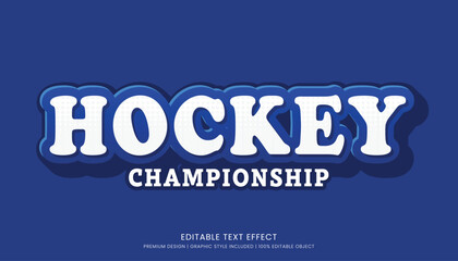 hockey tournament editable text effect vector design for champion ship and community club logo