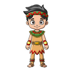 Cute native american indian boy cartoon