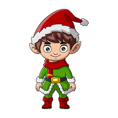 Cute christmas elf boy cartoon