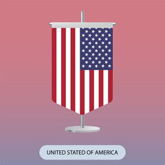The United States of America (USA) vertical table flag on gradient background. The USA vertical desk flag isolated on gradient background
