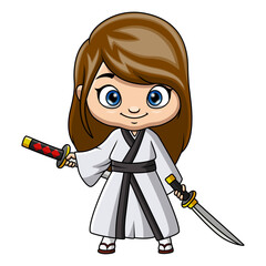 Cute samurai warrior girl cartoon