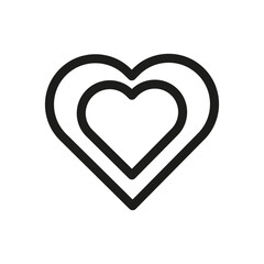 Nested hearts design, love symbol, black and white. Romantic vector graphic. Vector illustration. EPS 10.