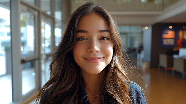 Smiling And Confident Female Office Associate - Close-up Shot - Open Office - Profile Shot - Open Office - Bright Space 