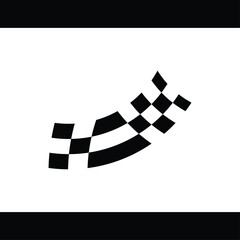 racing-themed abstract monogram design in black and white.