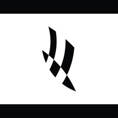 racing-themed abstract monogram design in black and white.