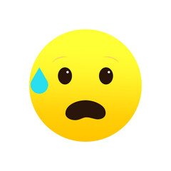 Worried emoji with sweat drop, anxious emoticon. Stress expression. Vector illustration. EPS 10.