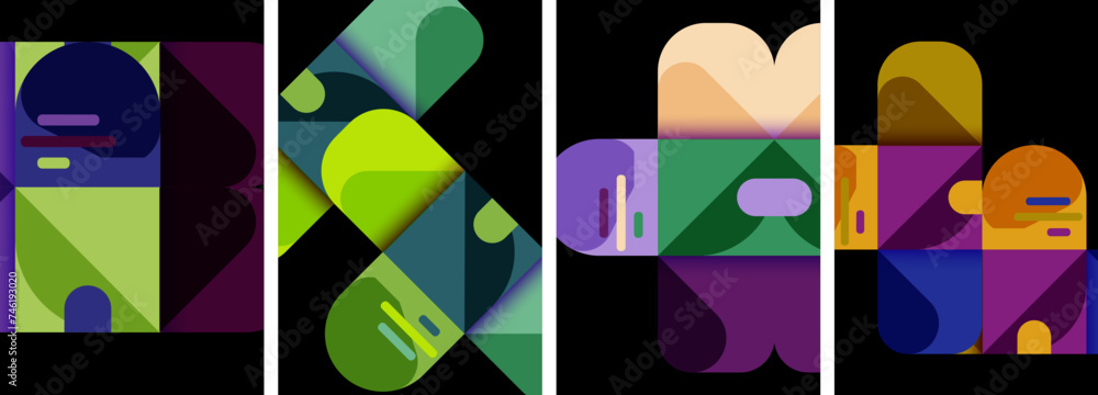 Poster Geometric colorful poster backgrounds with squares and circles