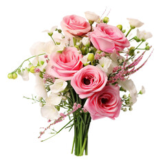 Pink rose eustoma and gypsophila flowers