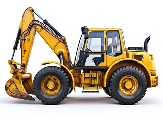 Obraz na płótnie Canvas bulldozer on white, excavator on a construction site