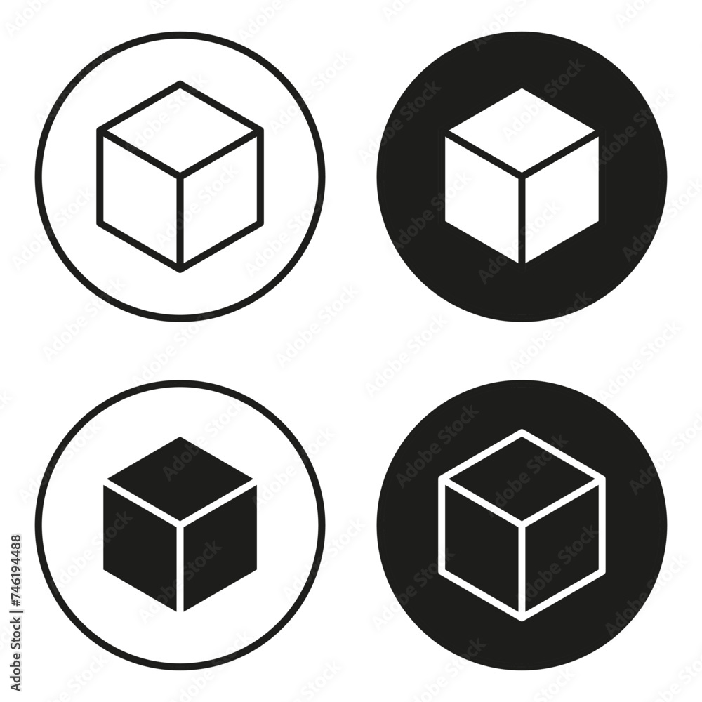 Poster cube icons geometric shapes. 3d box abstract. packaging structure symbol. vector illustration. eps 1