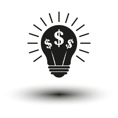 Money idea concept lightbulb. Innovation and finance symbol. Bright, creative design. Vector illustration. EPS 10.