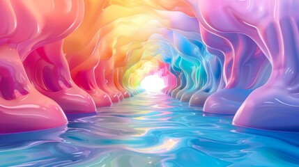 3D A colorful liquid with rainbow colors patterns, background
