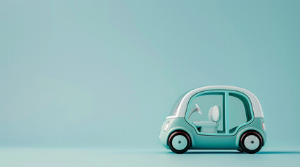 small EV car model on plain blue background