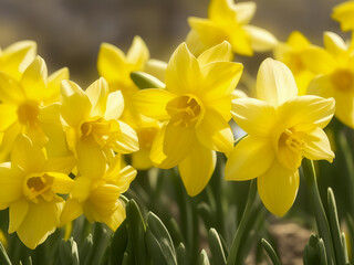 Fototapeta premium yellow daffodils in spring garden