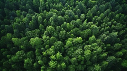 Aerial view of green trees in forest