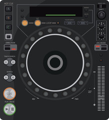 Dj Mixer equipment entertainment DJ station.  Black Dj set audio control panel