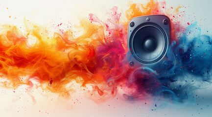music background with a speaker, in the style of rhythmic compositions