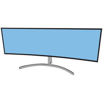 Ultrawide curved computer display in color