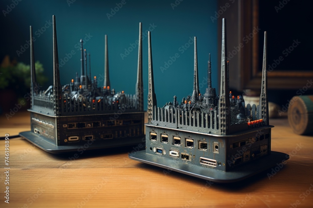Poster secure wifi modern router. network speed. generate ai