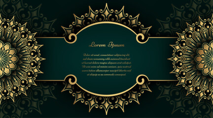 luxury green background, with gold mandala