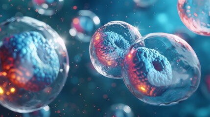 Naklejka premium Embryonic stem cells, cellular therapy. 3d illustrations