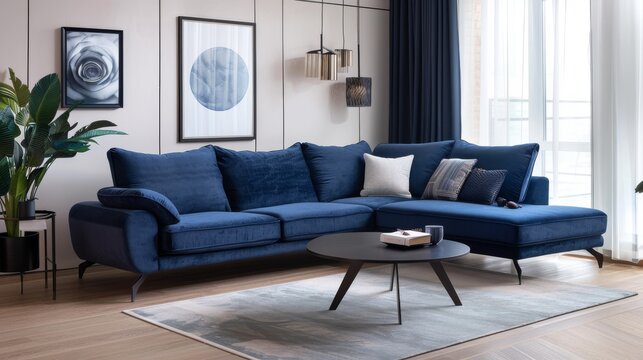 Dark blue sofa and recliner chair 