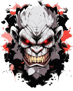 Angry gorilla face character design isolated on transparent background. PNG files, Generative AI images