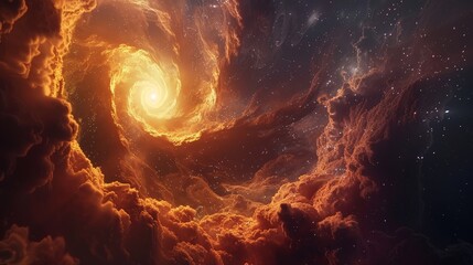 3D-Rendered Dynamic Backdrop of a Swirling Galaxy Nebula in Deep Space
