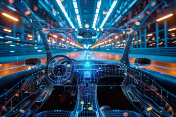 The evolution of transportation through AI-driven automotive systems - obrazy, fototapety, plakaty