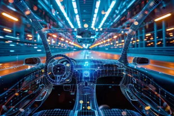 Deurstickers The evolution of transportation through AI-driven automotive systems © Atchariya63