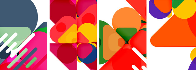 Colorful bright geometric abstract compositions for wallpaper, business card, cover, poster, banner, brochure, header, website