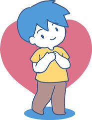 A Smiling Boy in the Heart of Joy Vector Art