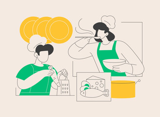 Cooking camp abstract concept vector illustration.